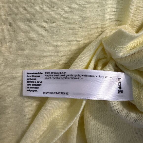 NWT Eileen Fisher 100% Organic Linen Jersey Crew Neck T Shirt Citrus Yellow XS - Picture 7 of 10